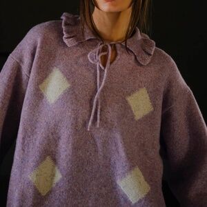 Degen Lilac Harlequin Pullover NWOT